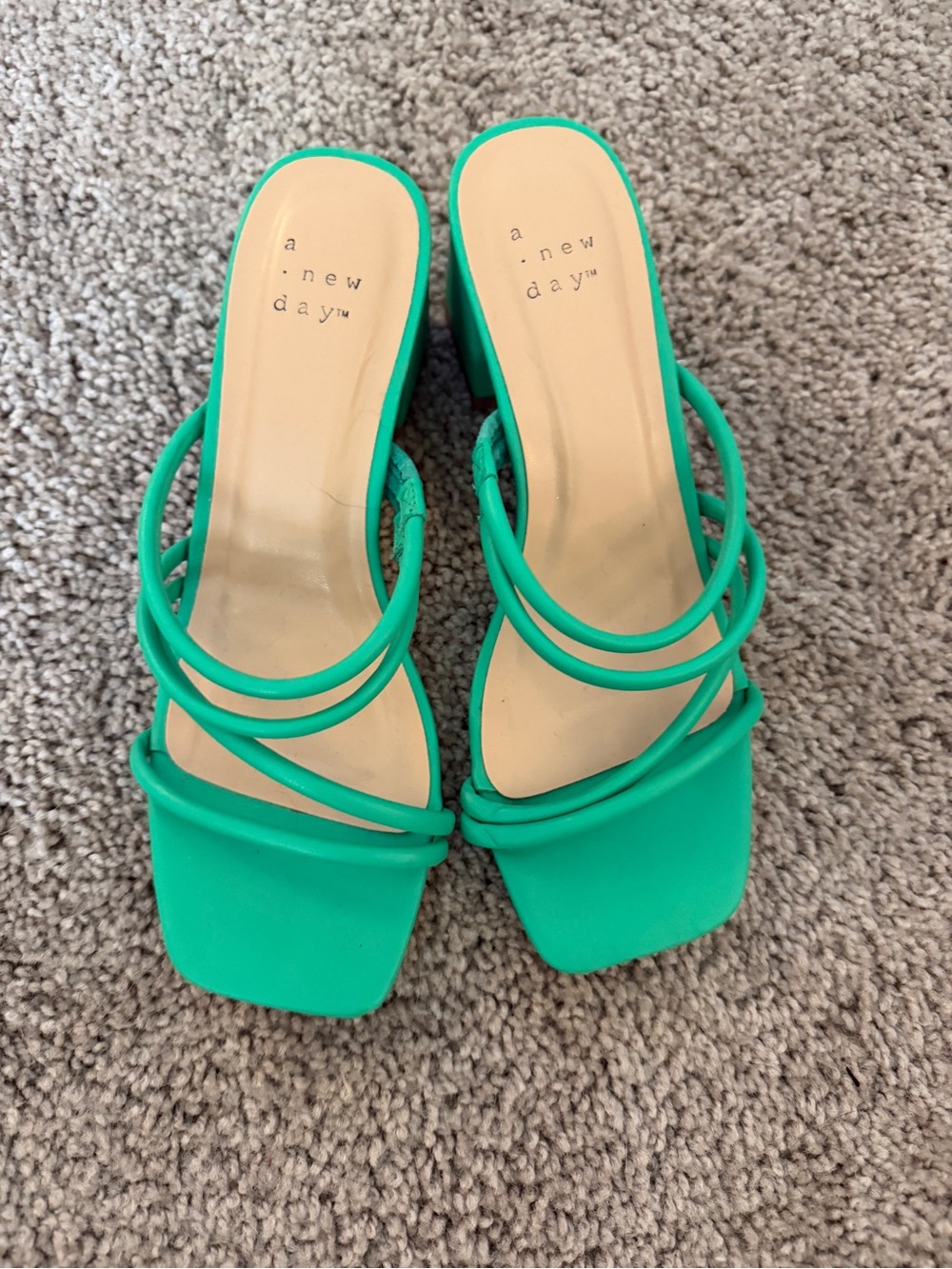 a new day Green Strappy Square-Toe Slide Heels